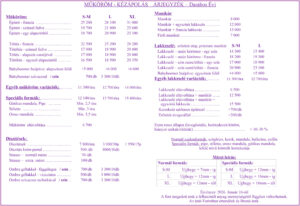 Árlista - Kézápolás, műköröm - Darabos Évi